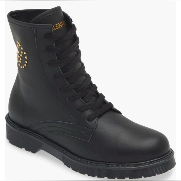 Valentino Shoes - Valentino By Mario Valentino Womens Marti Leather Combat black Boots